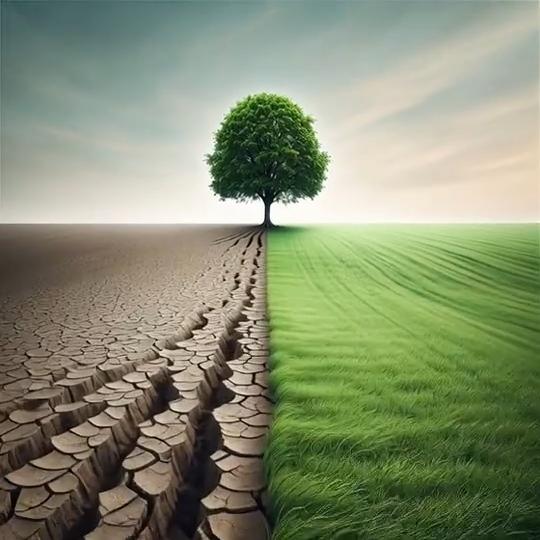 Dry and green land transition