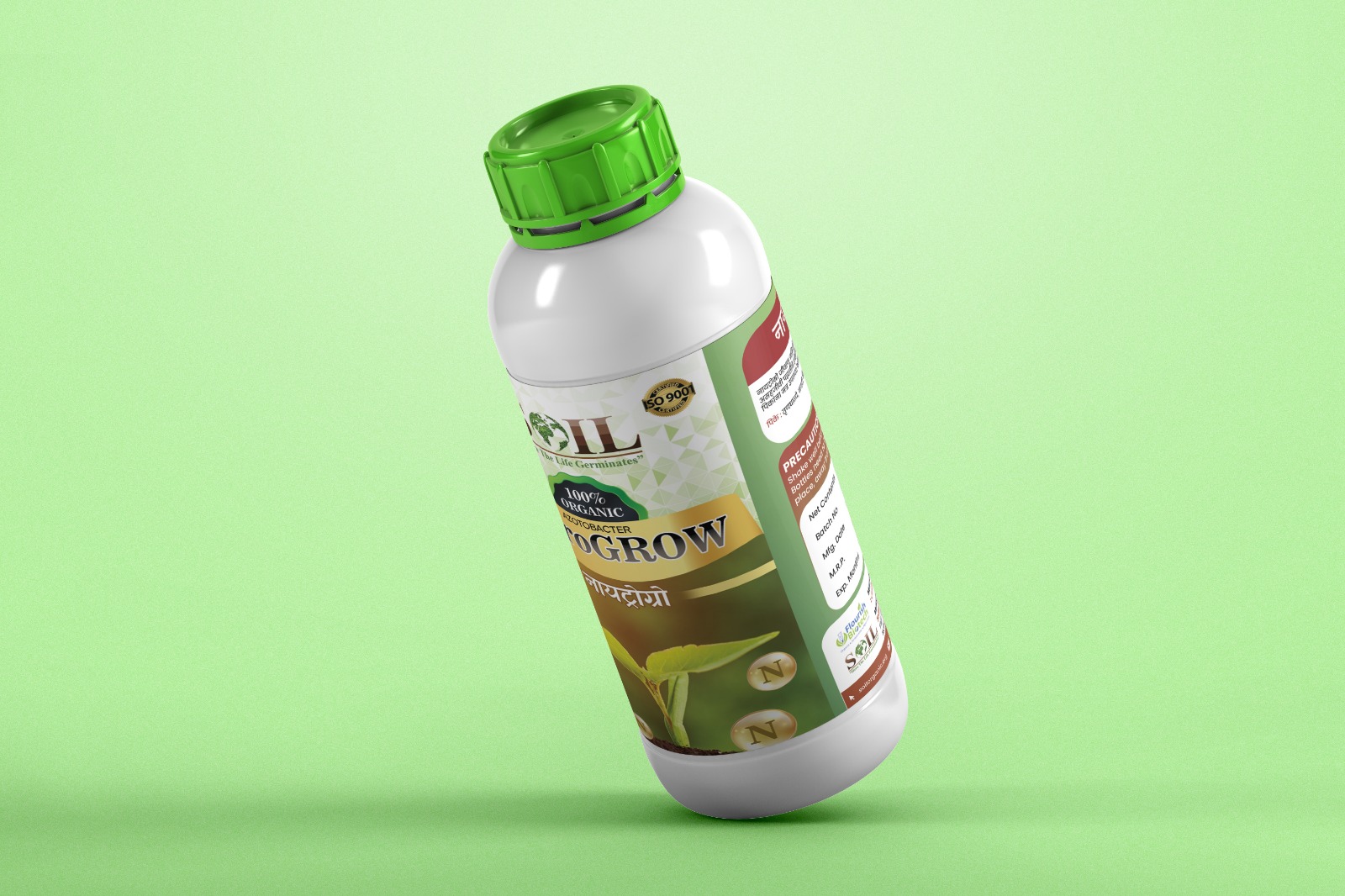 SOIL NitroGROW tilted bottle render